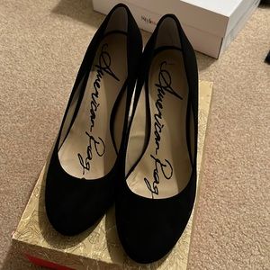 American rag black suede pumps
